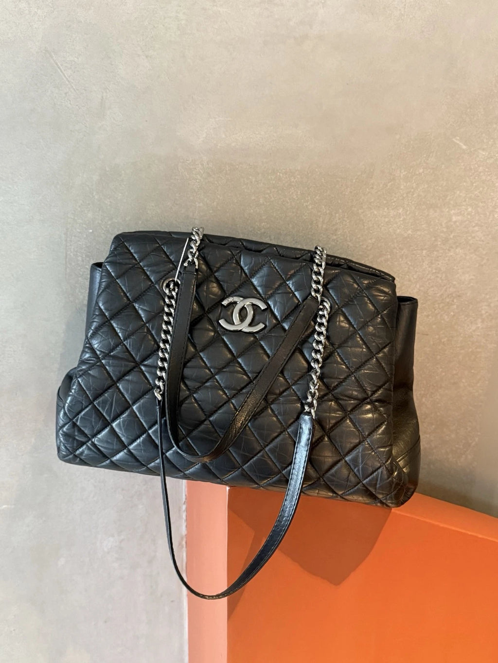 Chanel Matelasse Tote Shoulder Bag Black Women Classic