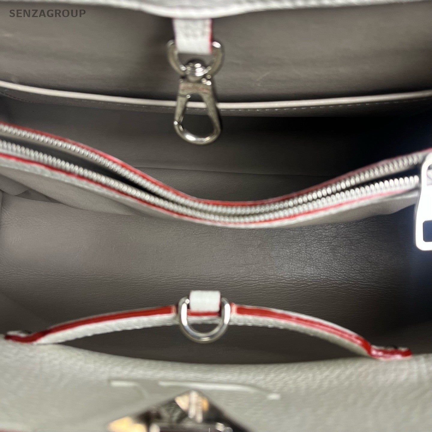 Louis Vuitton Capucines GM Calfskin Top Handle Bag White Silver Women Classic