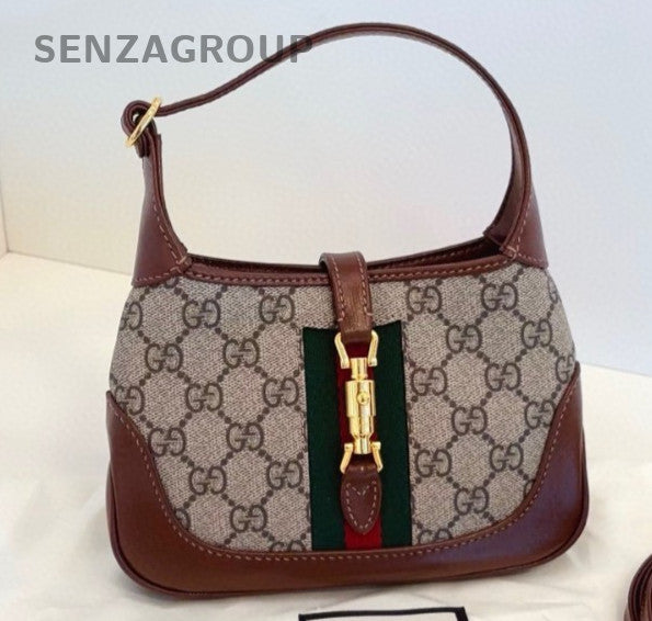 Gucci Jackie1961 Mini Top Handle Bag Crossbody Brown Gold Women Classic