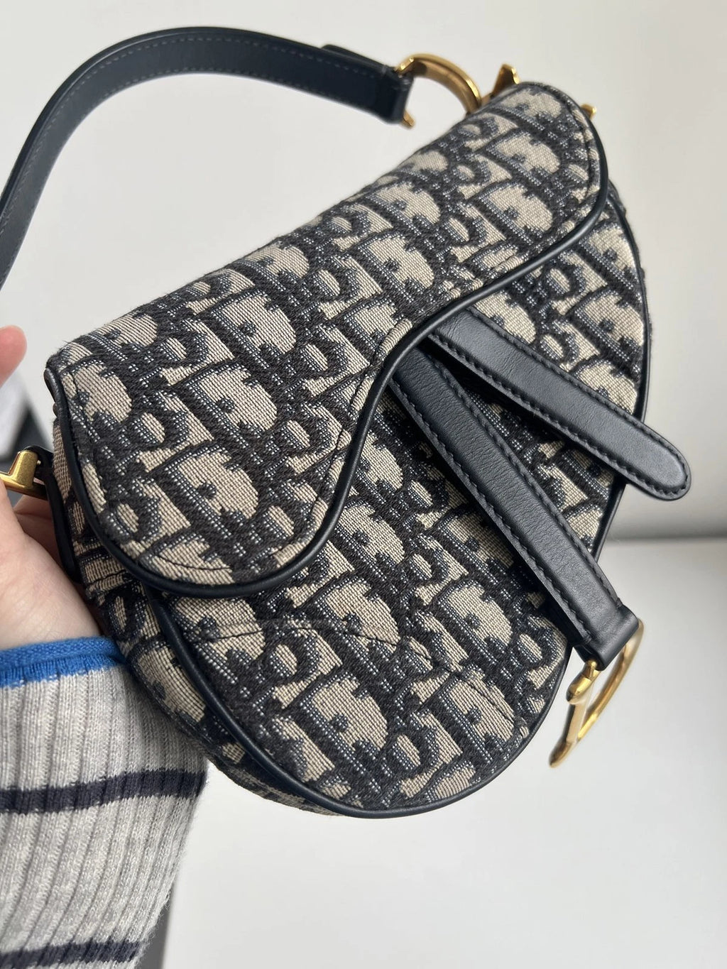 Dior Saddle Black Gold Shoulder Bag Excellent