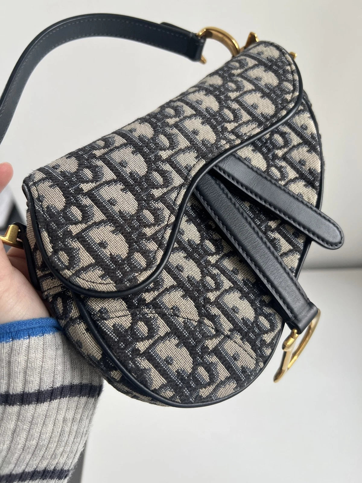 Dior Saddle Black Gold Shoulder Bag Excellent