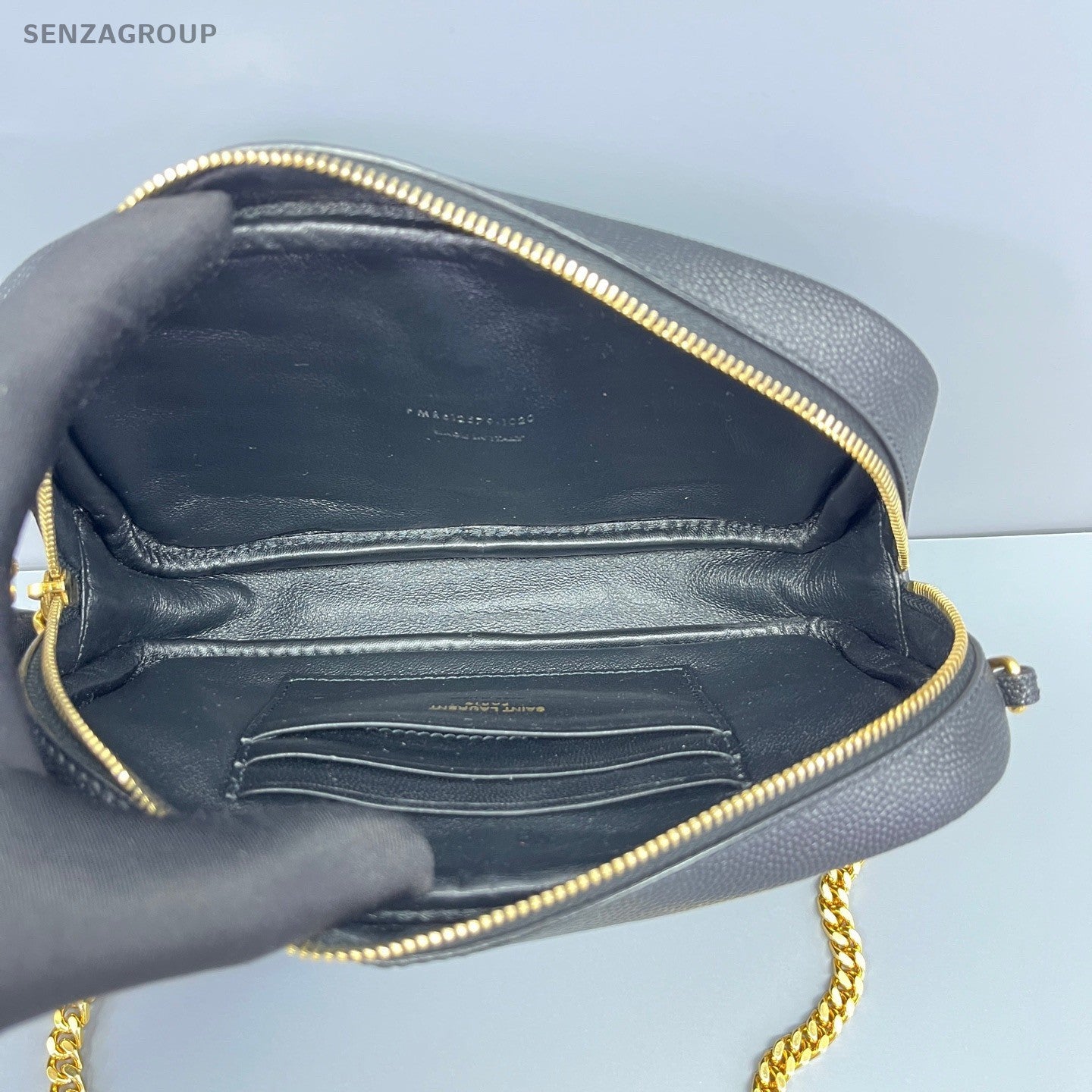 Saint Laurent Tassel Chain Shoulder Bag Crossbody Black Gold Women Classic