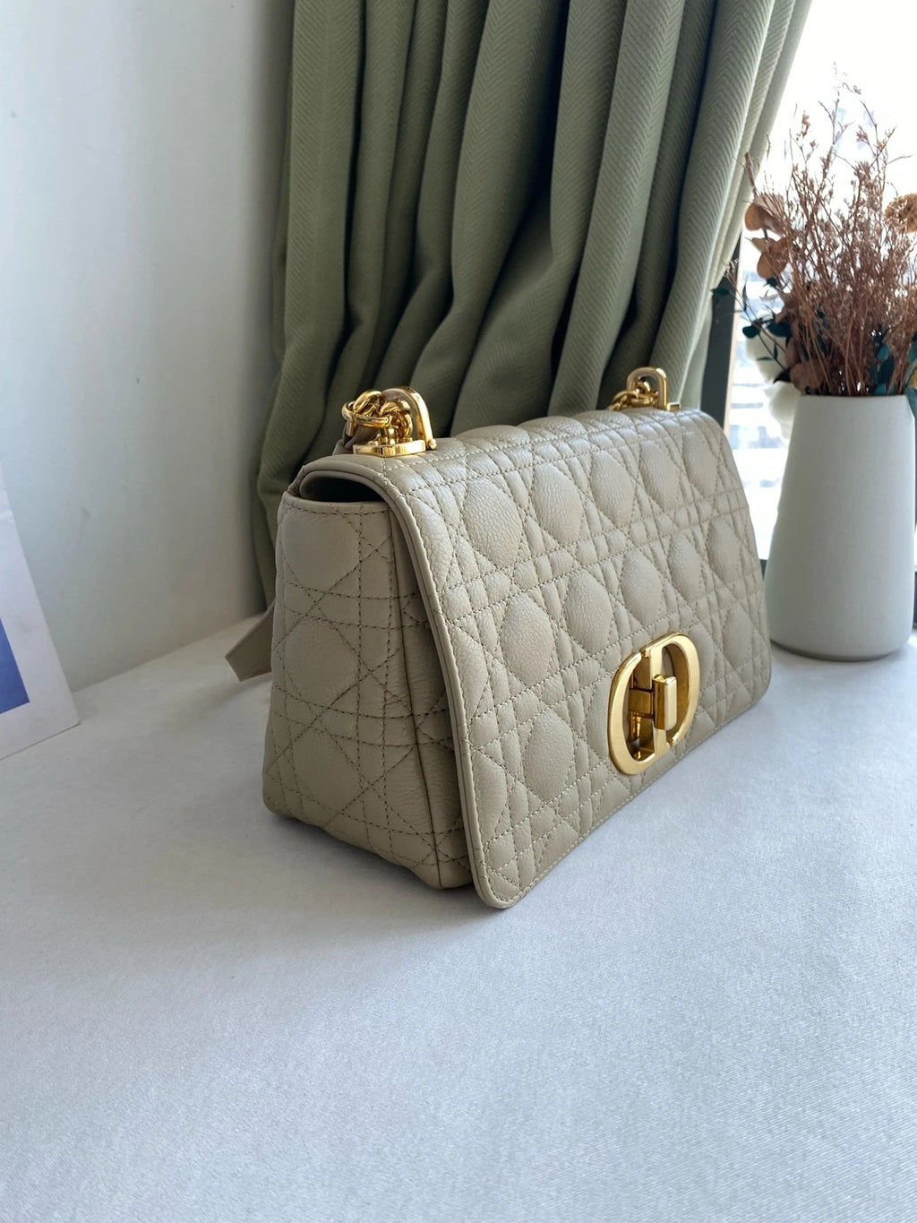 Dior Medium Beige Calfskin Caro Shoulder Crossbody For Women