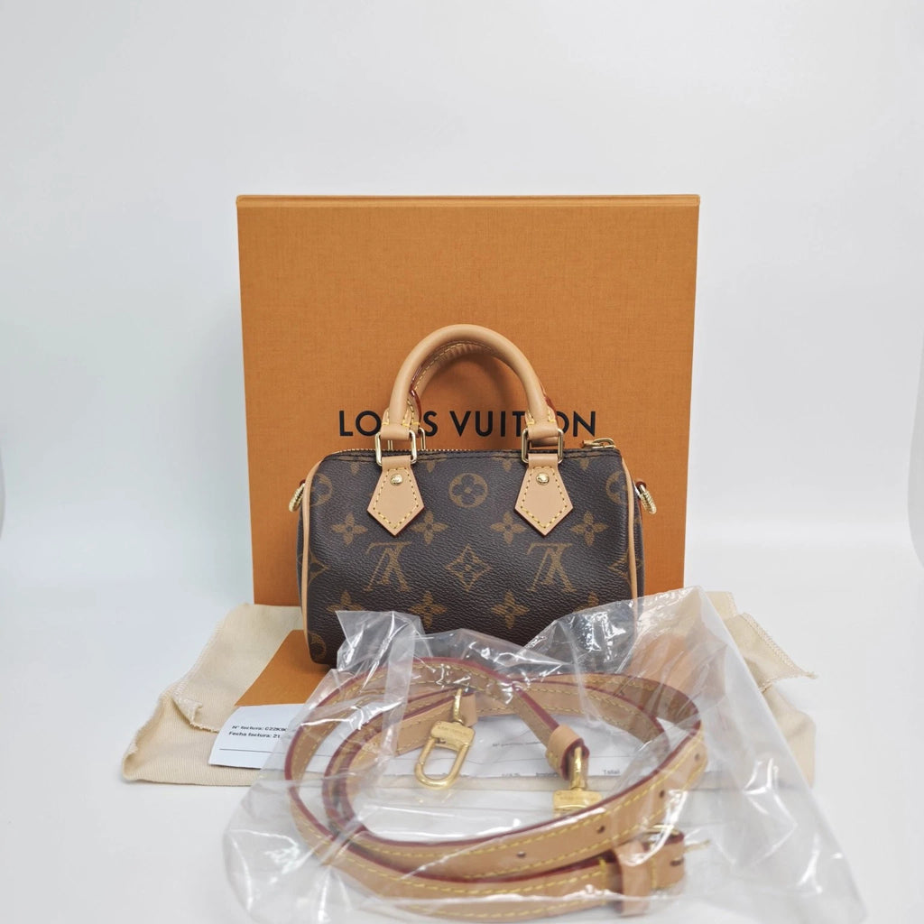 Louis Vuitton Speedy Nano Monogram Canvas Crossbody Bag For Women