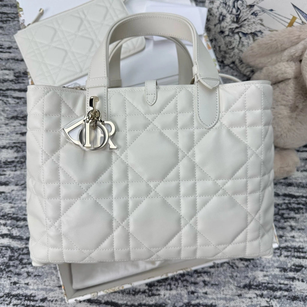 Authentic Dior Toujours Medium Leather Tote Bag for Women