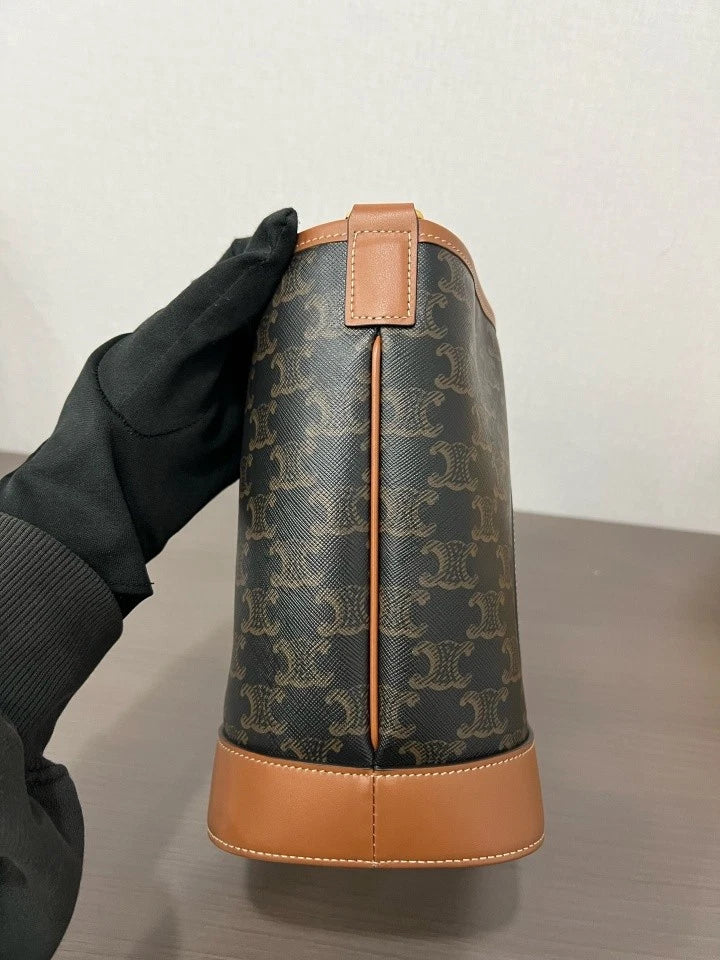 Authentic Celine Monogram Canvas Small Bucket Bag For Women