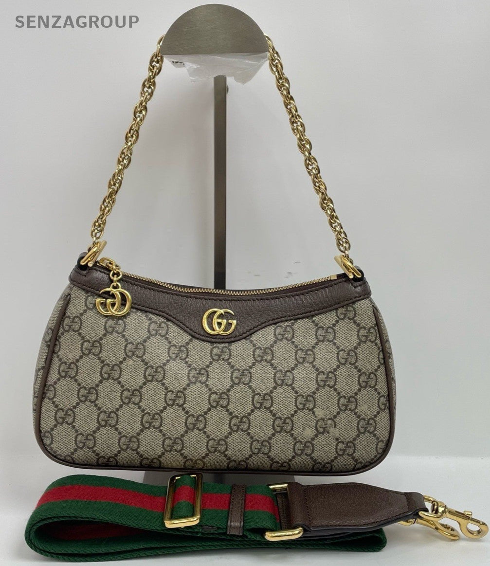 Gucci Ophidia GG Canvas Top Handle Shoulder Crossbody Bag Brown Women