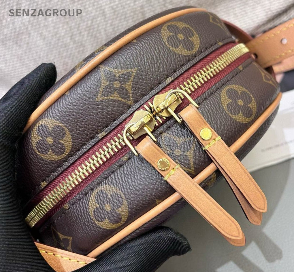 Louis Vuitton Monogram PM Crossbody Brown Gold Women Classic