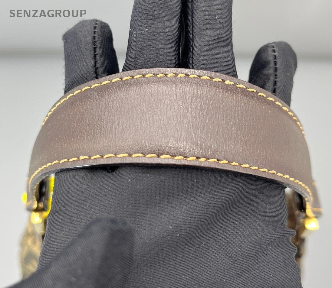 Fendi Zucca FF Monogram Shoulder Bag Brown Gold Used Women Classic