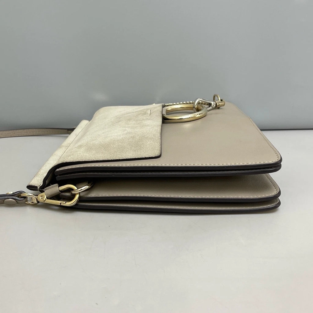Chloe Faye GM Shoulder Bag Crossbody Gray Silver Women Classic
