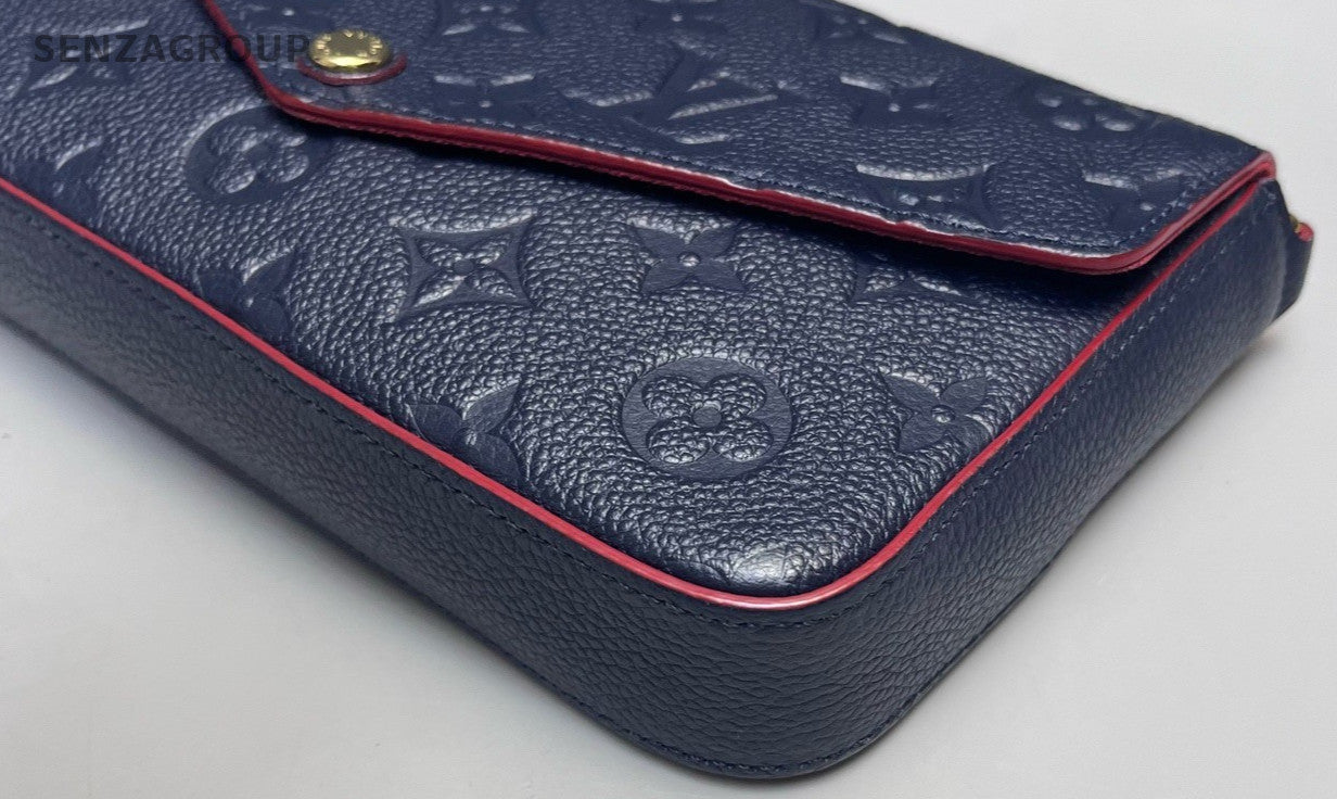 Louis Vuitton Monogram Chain 2Way Shoulder Bag Crossbody Blue Gold Women Classic