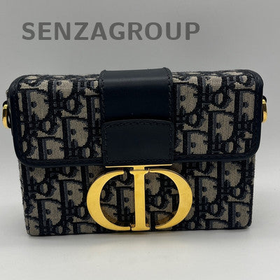Dior Montaigne Oblique Shoulder Crossbody Bag Black Gold Women
