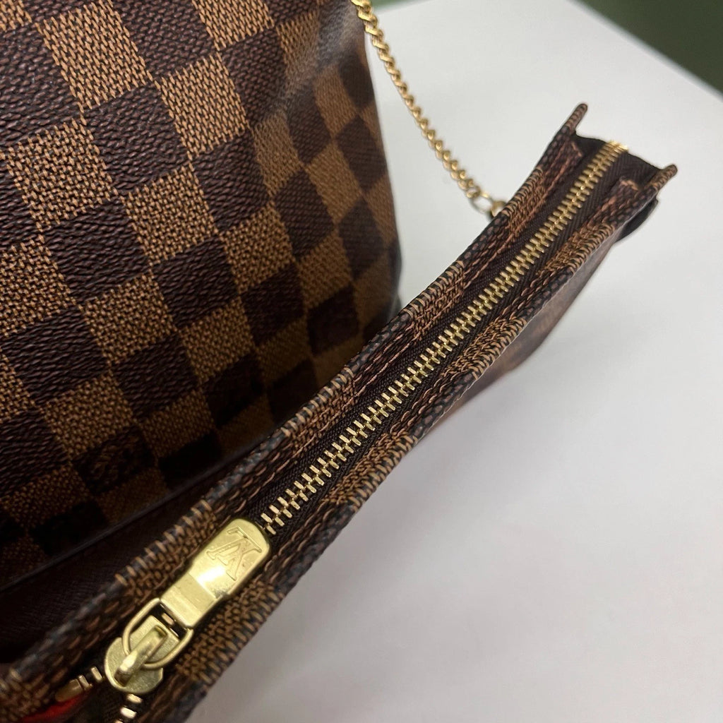 Louis Vuitton Damier Ebene Bucket Brown Shoulder Bag Women Classic