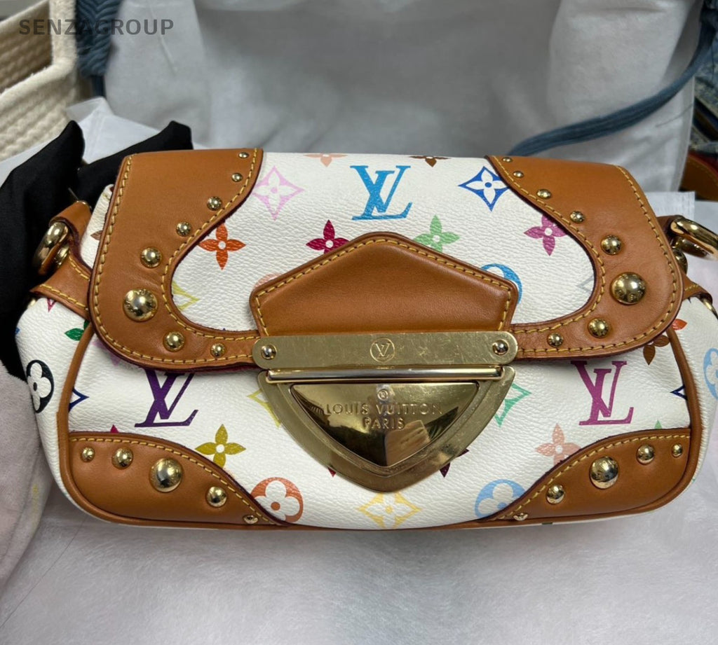 Louis Vuitton Monogram White Multicolor Shoulder Bag Women Classic