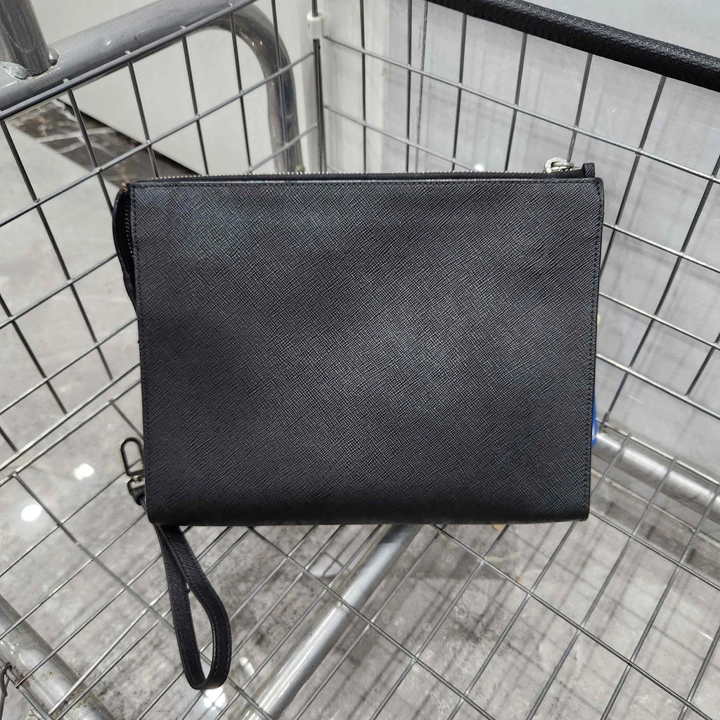 PRADA Black Triangle Logo Clutch For Women
