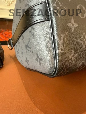 Louis Vuitton Keepall 35 Monogram Black Silver Handbag Unisex