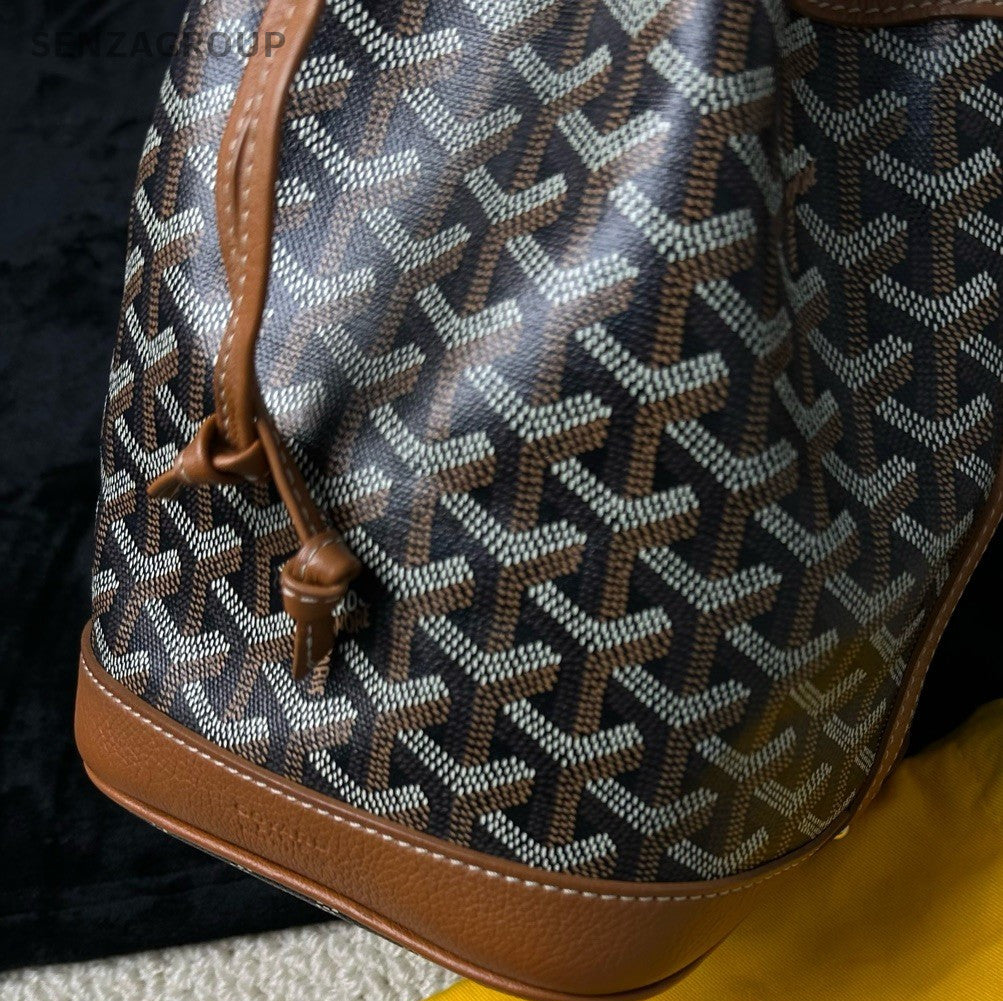 Goyard Canvas Monogram Bucket Bag Shoulder Crossbody Bag Women Brown.