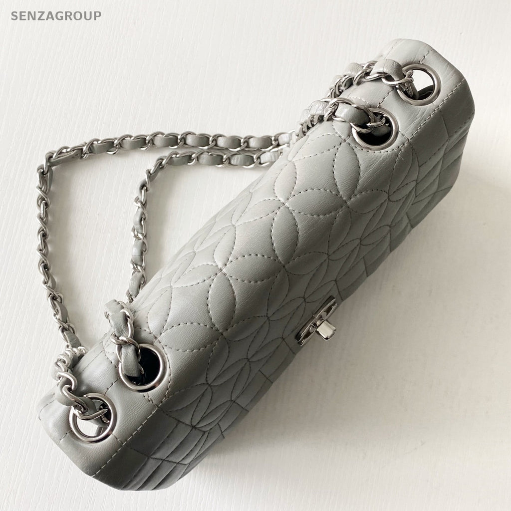 Chanel Classic Flap Four-leaf Clover Series Chain Shoulder bag Gray Silver