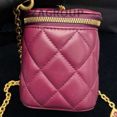 Chanel Red Quilted Heart Gemstone Chain Shoulder Crossbody Bag Gold Clasp