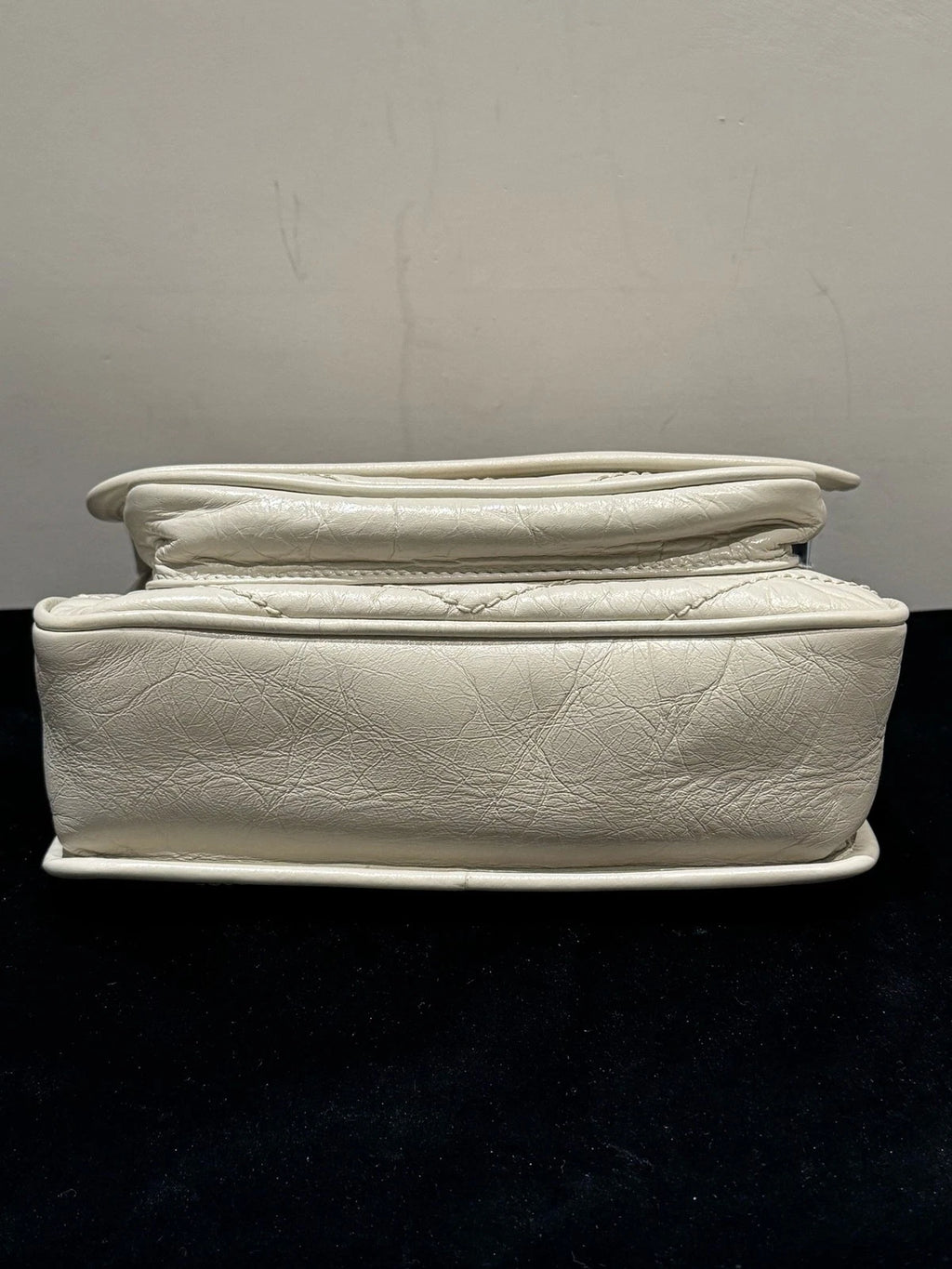 Saint Laurent Niki PM Chain Shoulder Bag White Silver Used Women Classic