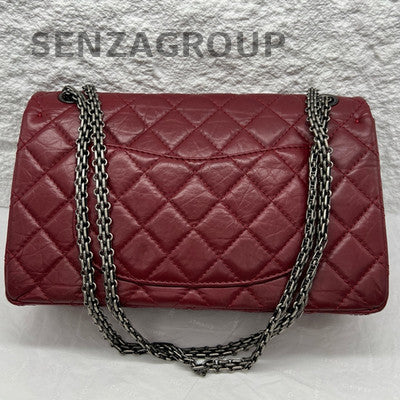 Chanel Vintage Calfskin Red Silver Medium Single Shoulder Chain Bag Quilted
