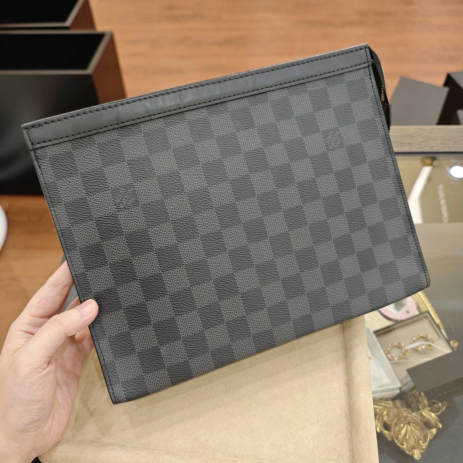 Louis Vuitton Black Damier Canvas Toiletry Pouch For Women