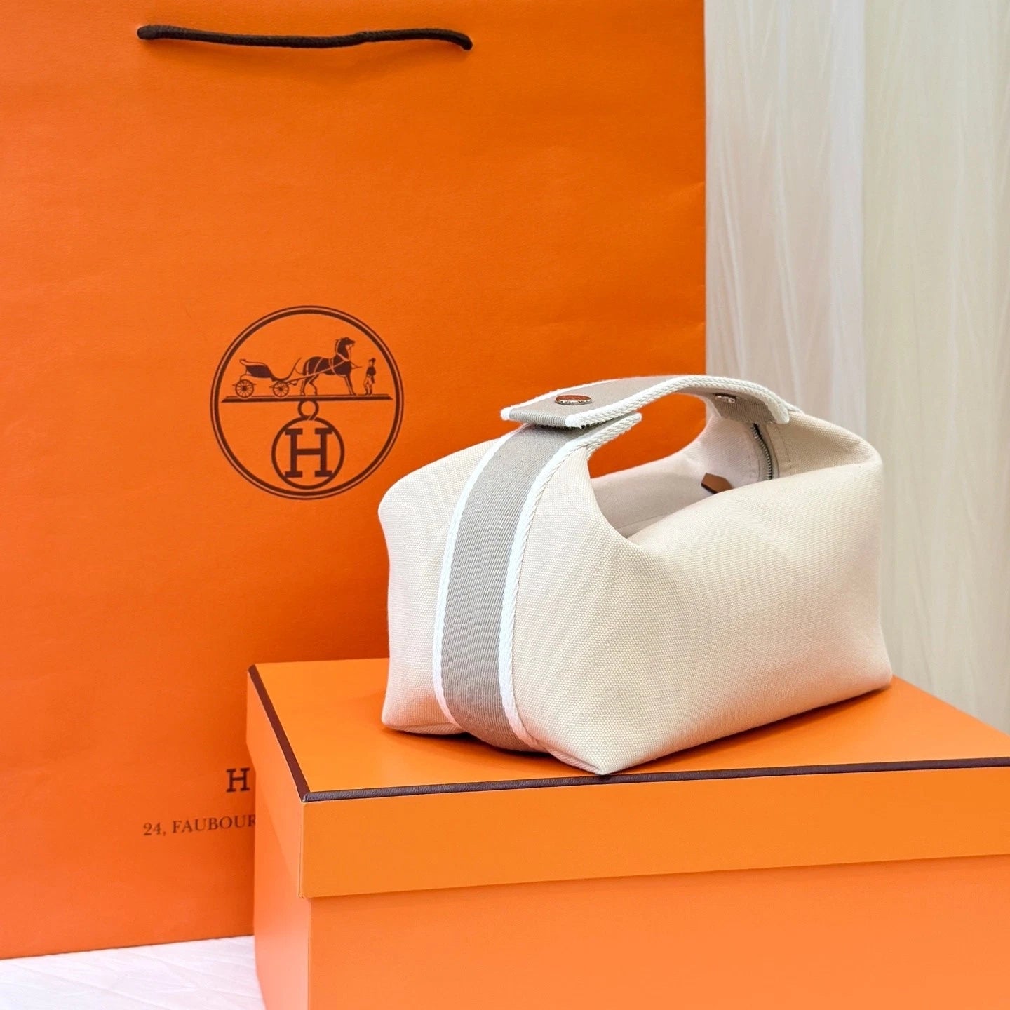 Hermes Canvas Beige Bride a Brac Large Shoulder Bag For Women