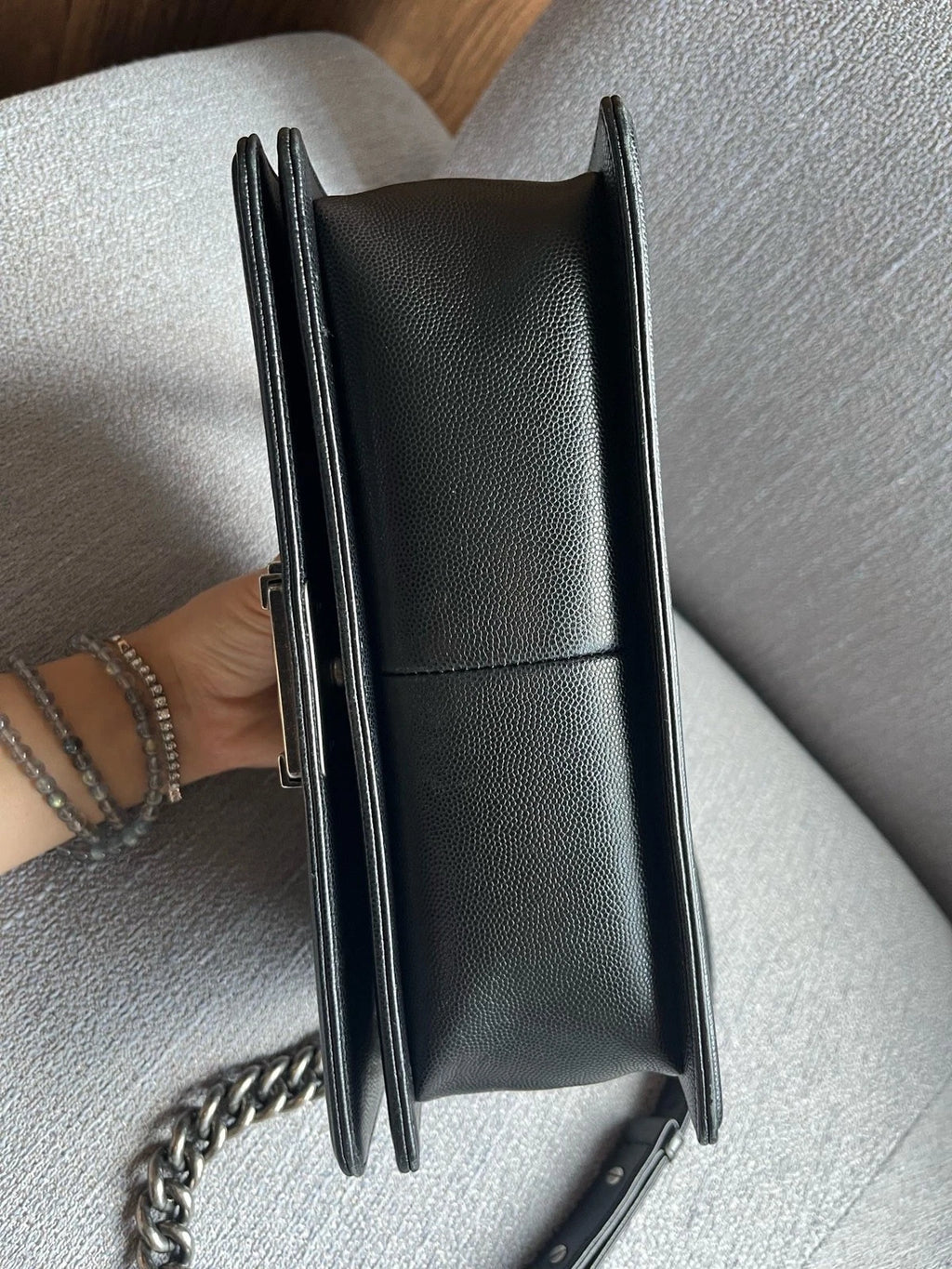 Chanel Le Boy Medium Crossbody Shoulder Bag Black Caviar Leather