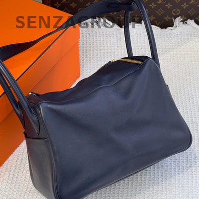 Hermès Lindy 30 Blue Gold Handbag Shoulder Crossbody Bag Women Classic