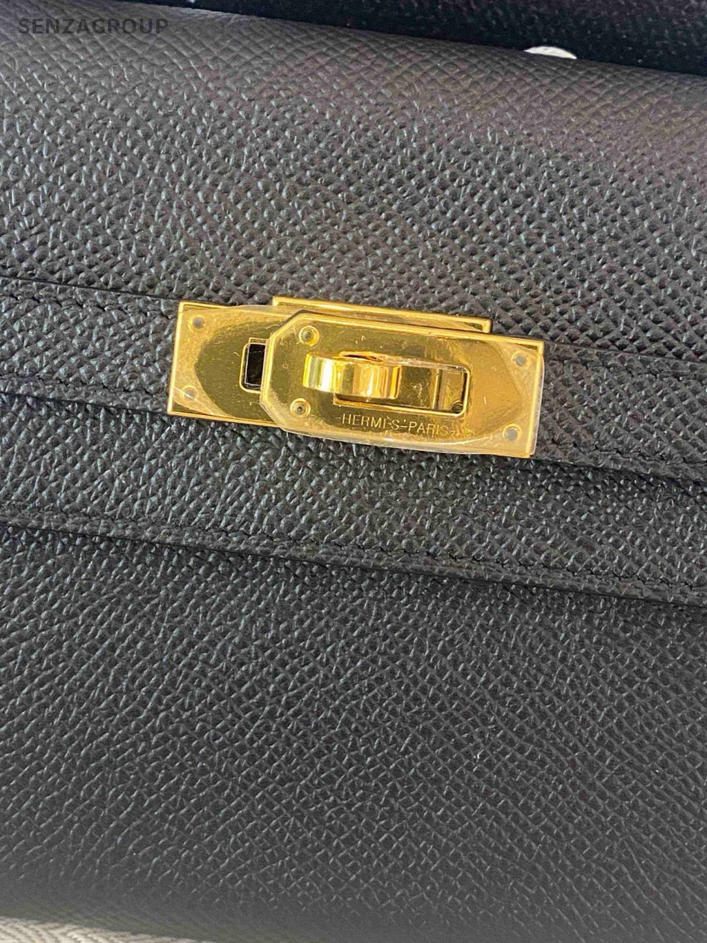 Hermes Kelly Long Wallet Epsom Leather Clutch Black Gold Used Women Classic