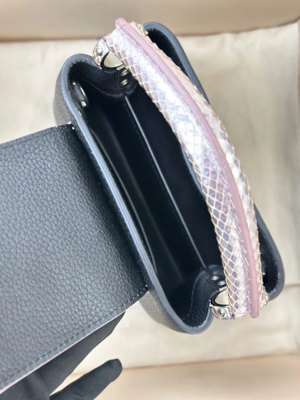 Louis Vuitton Capucines Mini Snakeskin Calfskin Top Handle Crossbody Bag Women S