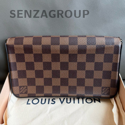 Louis Vuitton Damier Ebene Chain Shoulder Crossbody Bag Brown Gold Women