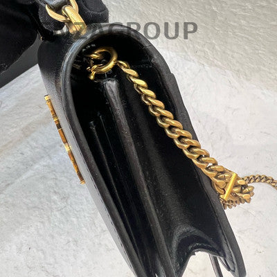 YSL Saint Laurent Sunset Small Black Gold Leather Chain Shoulder Bag