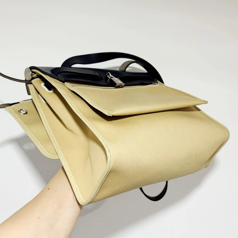 Hermes Herbag31 Canvas Gray Handbag Crossbody Bag Silver Hardware
