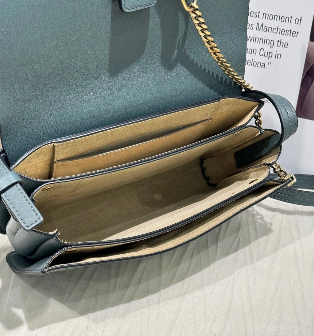 Chloe Faye Suede Green Shoulder Bag For Women