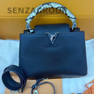 Louis Vuitton Capucines MM Black Silver Handbag Shoulder Bag Classic Women