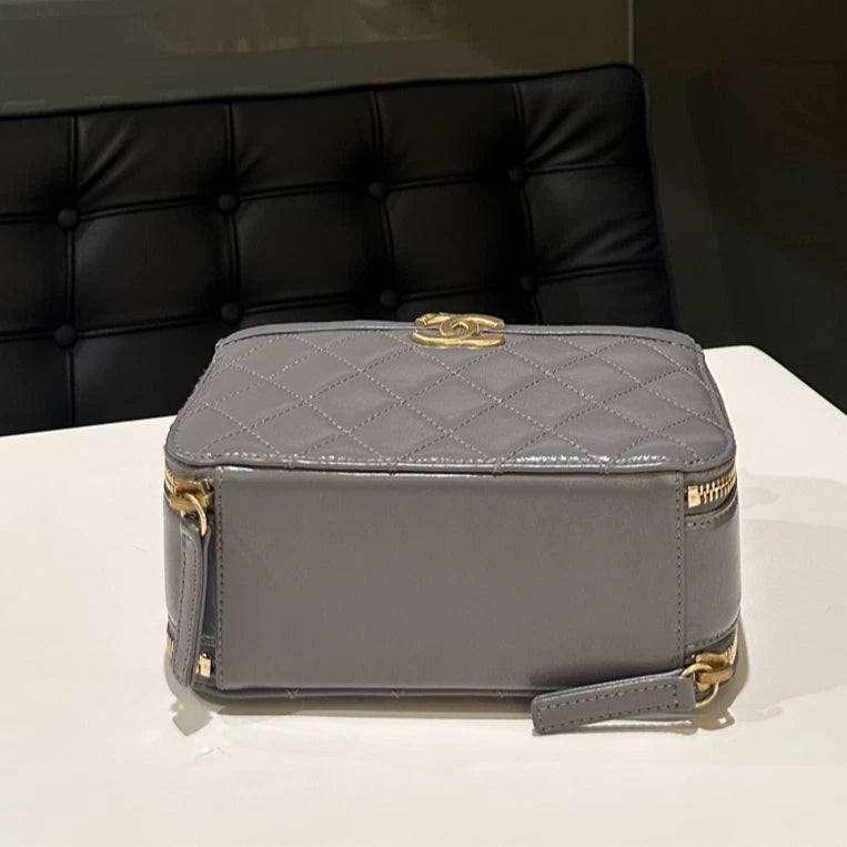 Authentic CHANEL Gray Classic Camera Crossbody Shoulder Bag