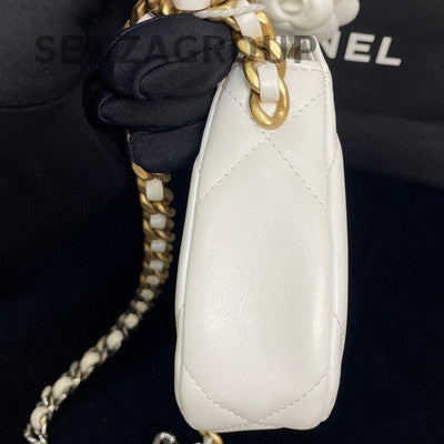 Chanel 19 Bag White Gold Chain Shoulder Crossbody Quilted Women's Fashion