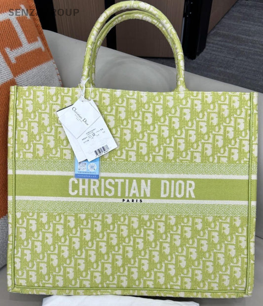Christian Dior Book Tote GM Tote Bag Green Used Women Classic Designer