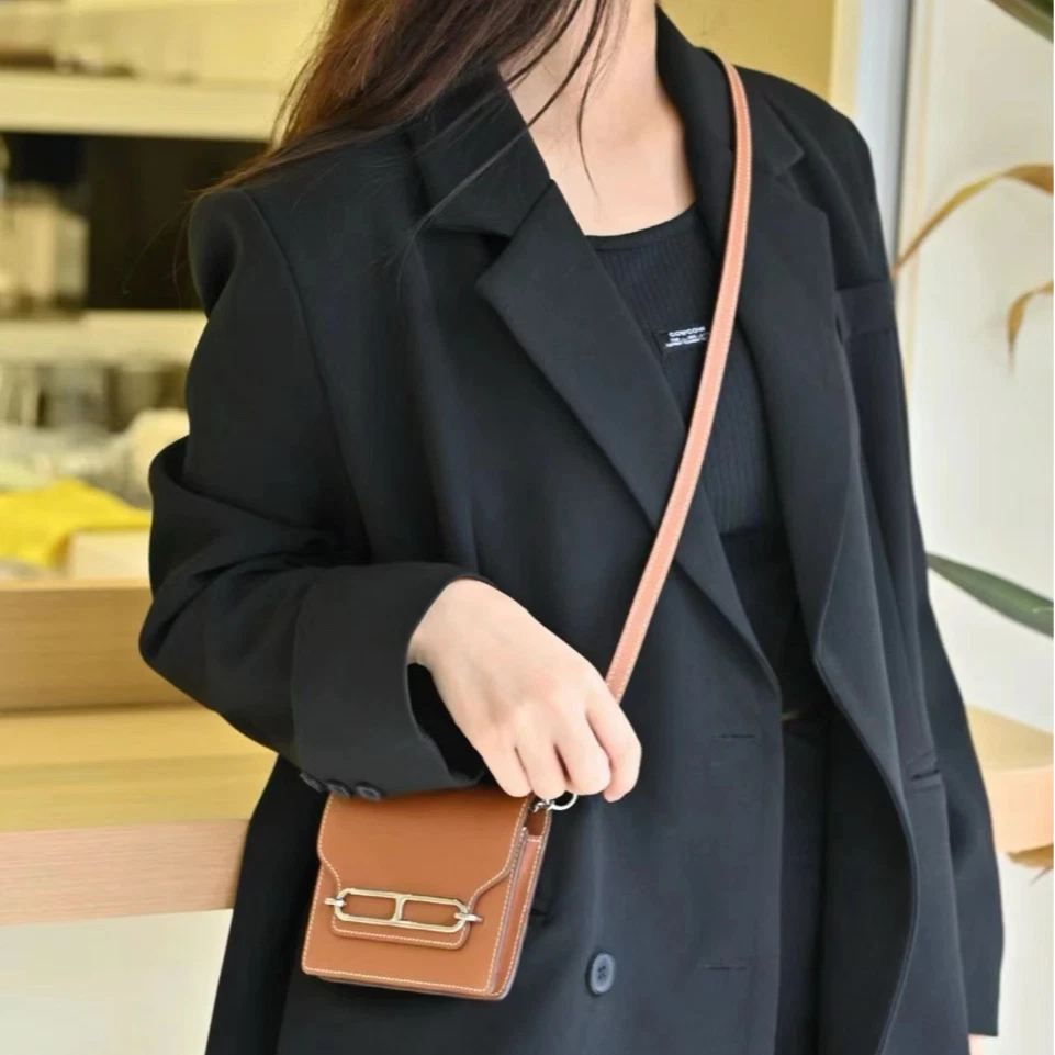 Hermes Roulis Slim Crossbody Evercolor Brown Gold Used Women Classic