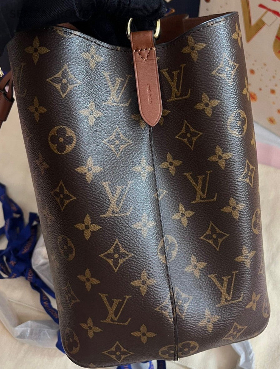 Louis Vuitton Monogram Bucket Shoulder Bag Brown Gold Used Women Classic