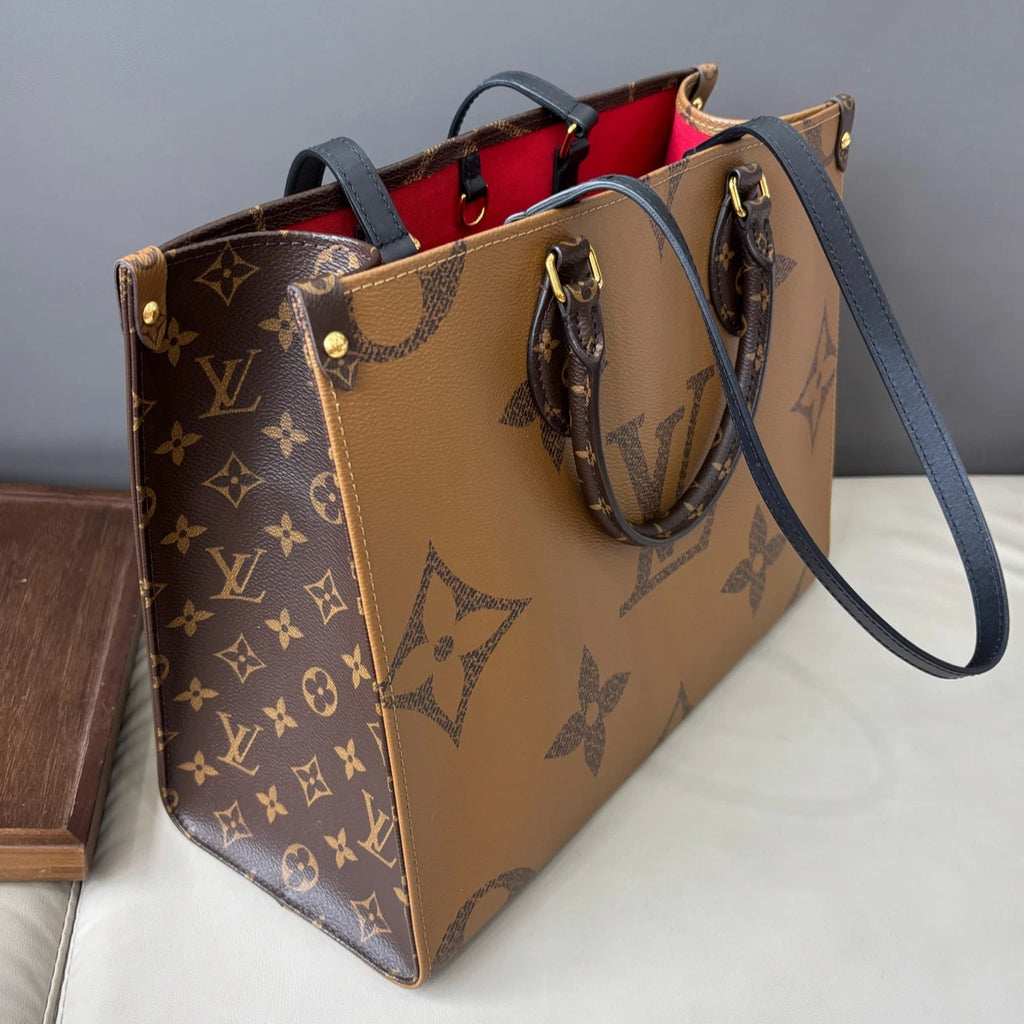 Chip Version Louis Vuitton Onthego MM Monogram Canvas Tote Handbag Shoulder Bag