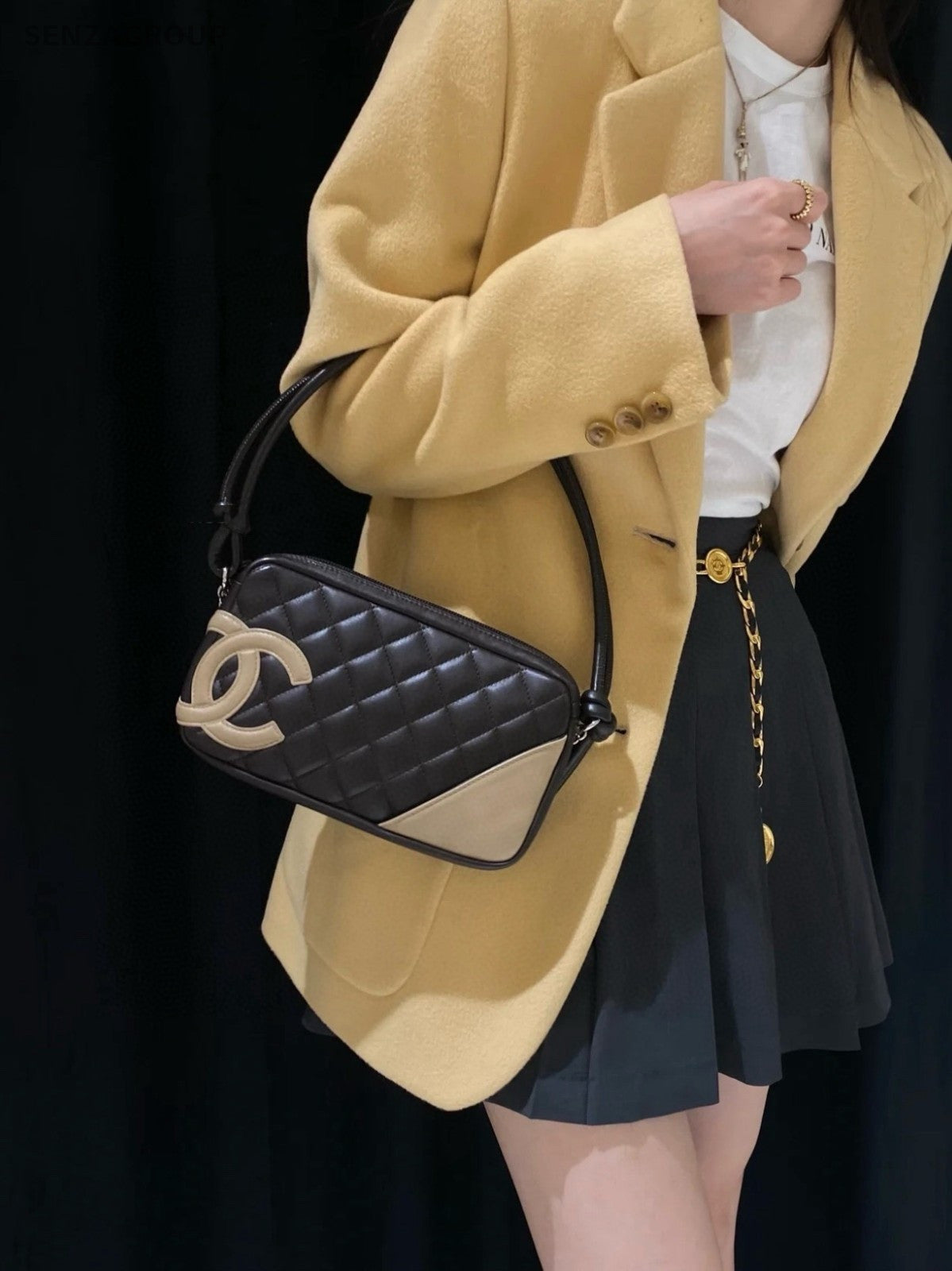Chanel Cambon diamond quilted Underarm Shoulder Bag Classic Black Women