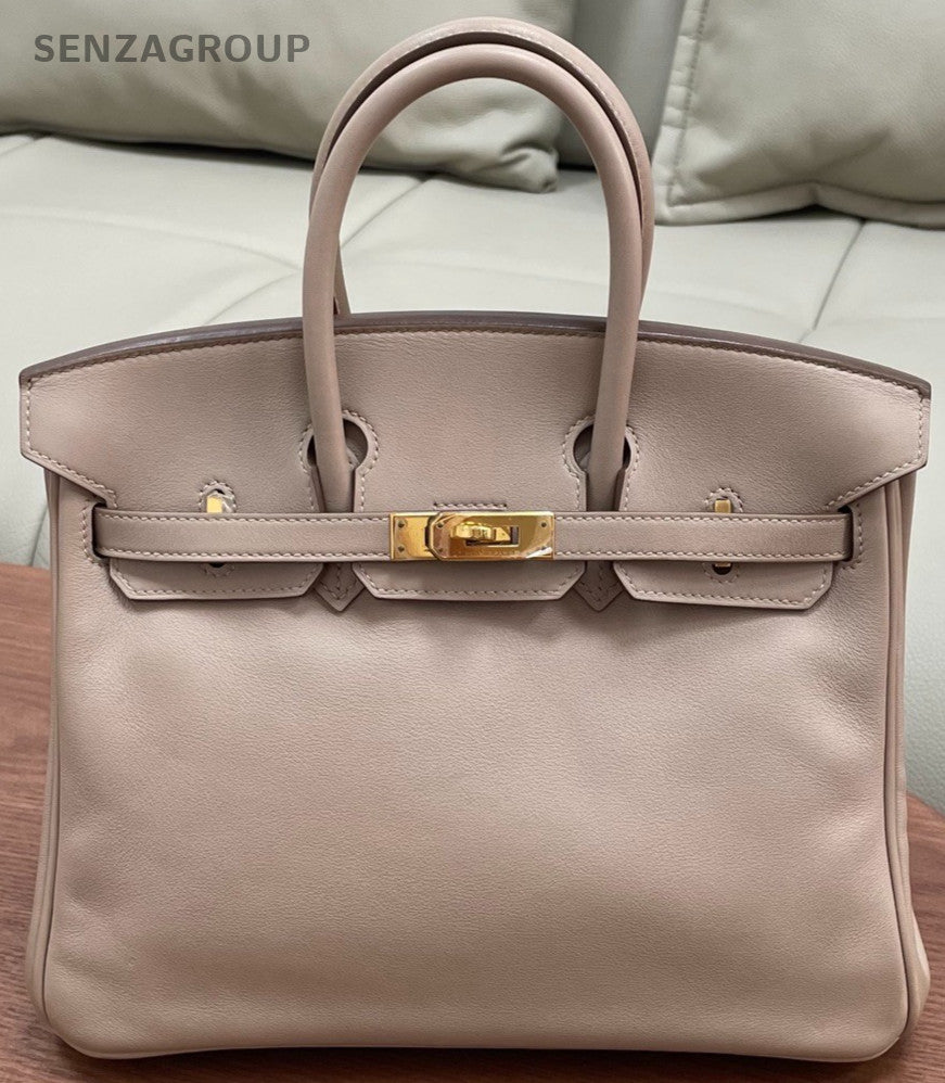 Hermes Birkin25 1F Swift Leather Top Handle Bag Gray Silver Used Women Designer