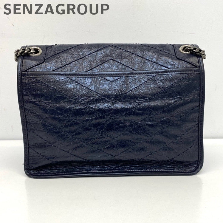 Saint Laurent Niki Medium Blue Silver Chain Shoulder Bag Women