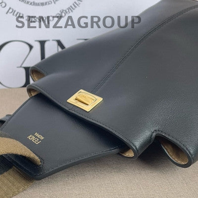 Fendi Black Leather Bucket Bag with Gold Hardware - Women's Fashion
