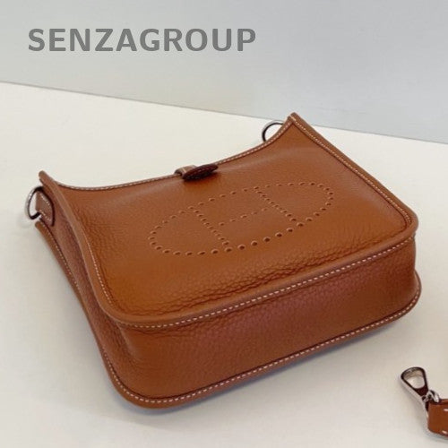 Hermes Evelyne Mini Crossbody Brown Silver Used Women Fashion Classic