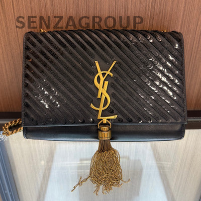 Saint Laurent YSL Kate Tassel Black Gold Chain Shoulder Crossbody Bag
