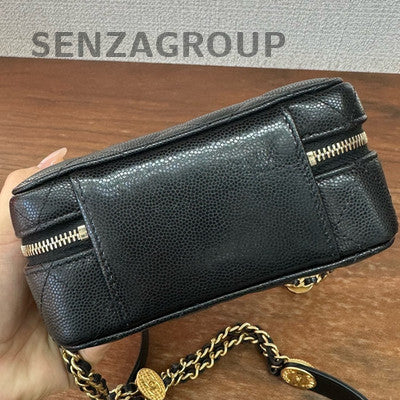 Chanel 22A Gold Coin Chain Camera Bag Black Gold Hardware Calfskin Crossbody