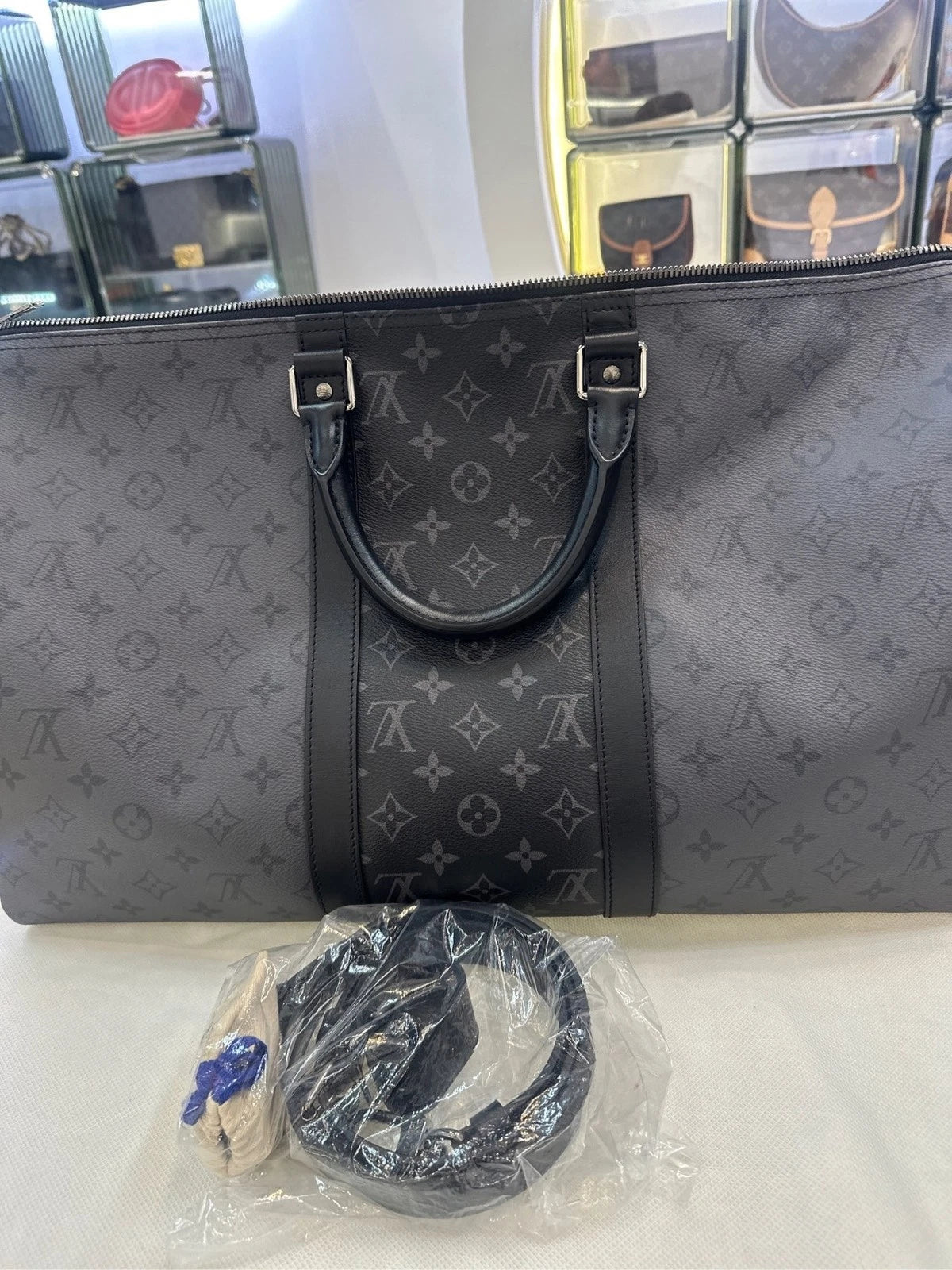 Louis Vuitton Black Keepall50 Bandouliere Travel Bag For Unisex
